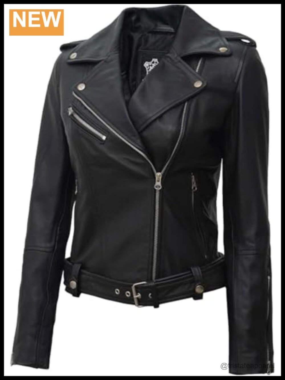 100% Real Lambskin Leather Asymmetrical Jacket Women
